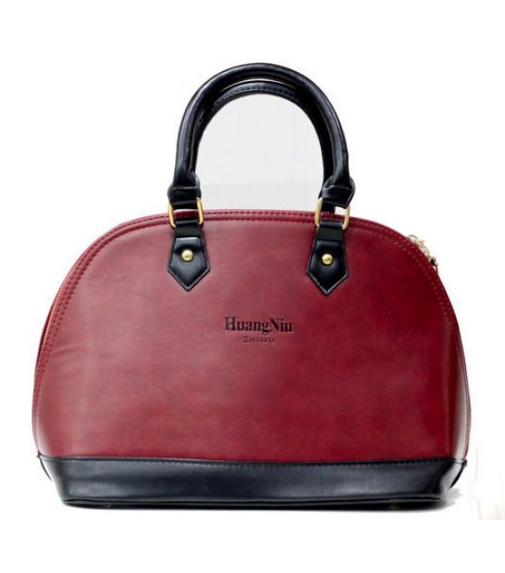 dark red leather handbag